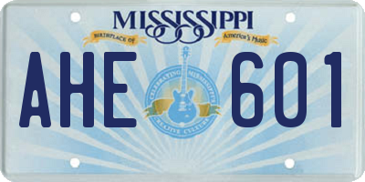 MS license plate AHE601
