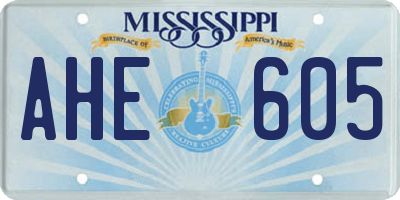 MS license plate AHE605