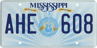 MS license plate AHE608