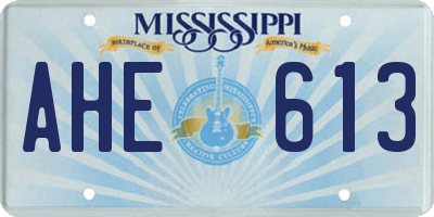 MS license plate AHE613