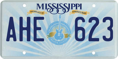 MS license plate AHE623
