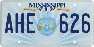 MS license plate AHE626
