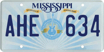 MS license plate AHE634