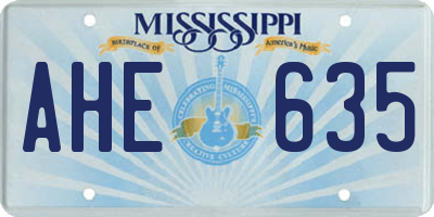 MS license plate AHE635