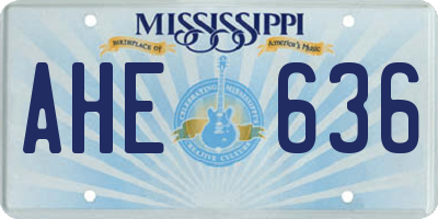 MS license plate AHE636