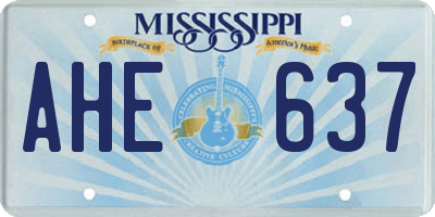 MS license plate AHE637
