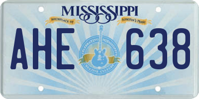 MS license plate AHE638