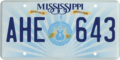MS license plate AHE643