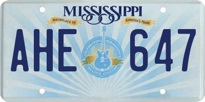 MS license plate AHE647
