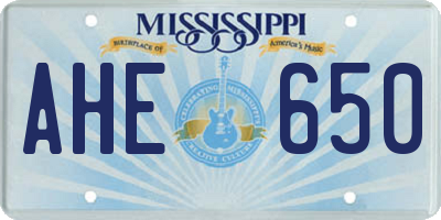 MS license plate AHE650