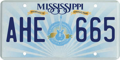MS license plate AHE665