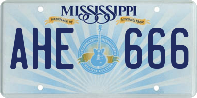 MS license plate AHE666