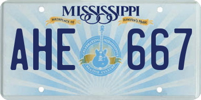 MS license plate AHE667