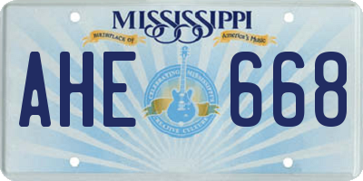 MS license plate AHE668