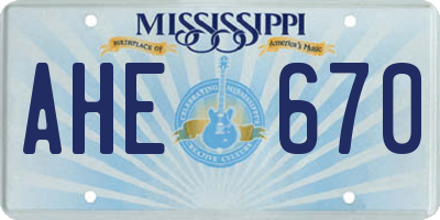 MS license plate AHE670