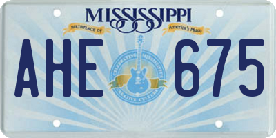 MS license plate AHE675