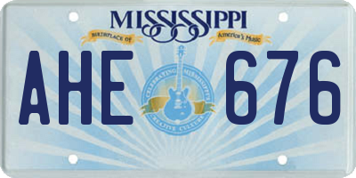 MS license plate AHE676