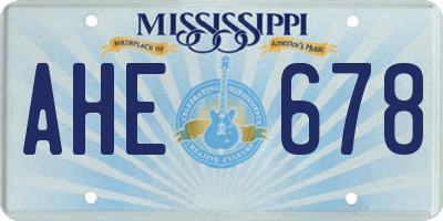 MS license plate AHE678