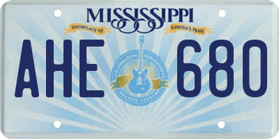 MS license plate AHE680
