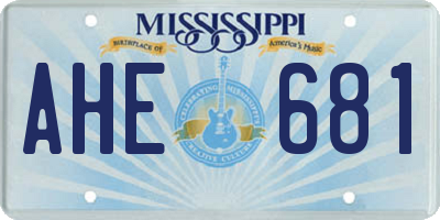 MS license plate AHE681