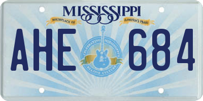 MS license plate AHE684
