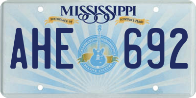 MS license plate AHE692