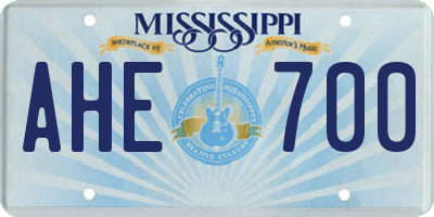 MS license plate AHE700