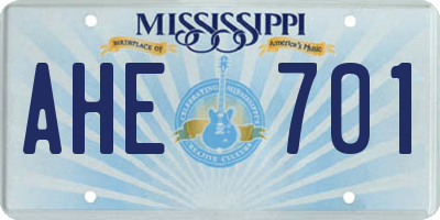 MS license plate AHE701