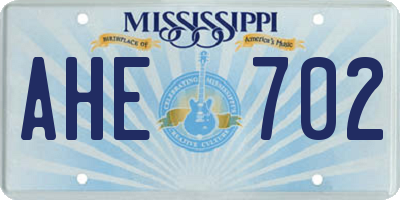 MS license plate AHE702