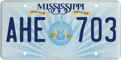 MS license plate AHE703