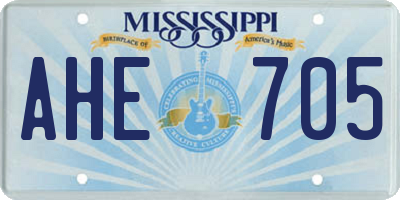 MS license plate AHE705