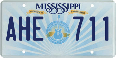 MS license plate AHE711