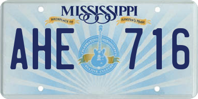 MS license plate AHE716