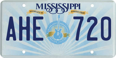MS license plate AHE720