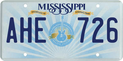 MS license plate AHE726