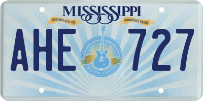 MS license plate AHE727