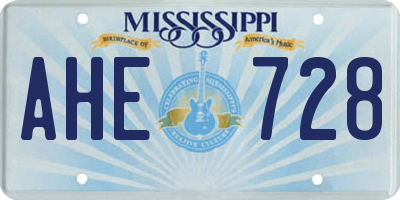 MS license plate AHE728