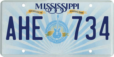 MS license plate AHE734