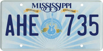MS license plate AHE735