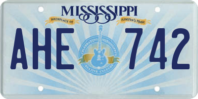 MS license plate AHE742