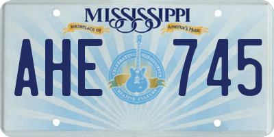 MS license plate AHE745