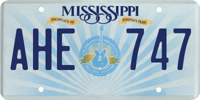 MS license plate AHE747
