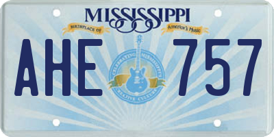MS license plate AHE757