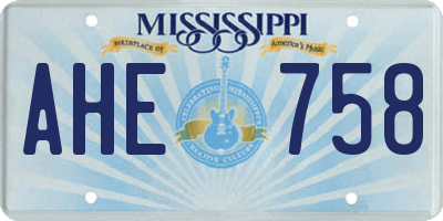 MS license plate AHE758