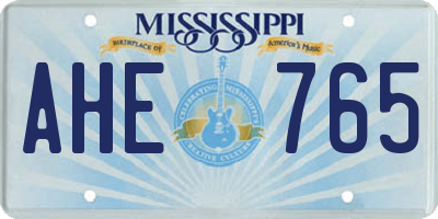 MS license plate AHE765