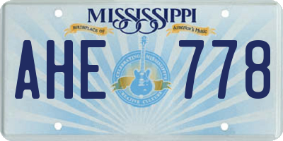 MS license plate AHE778