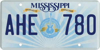 MS license plate AHE780