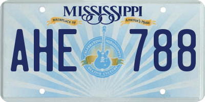 MS license plate AHE788