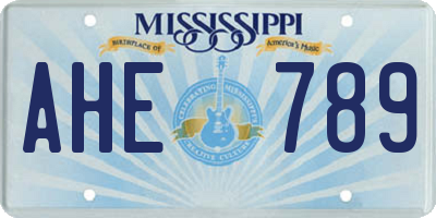 MS license plate AHE789