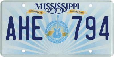 MS license plate AHE794